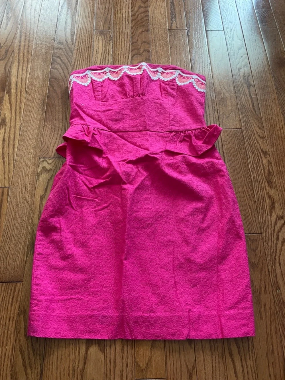 Lilly Pulitzer Pink Embroidered Strapless Dress Women’s Sz 4 - Picture 2 of 11